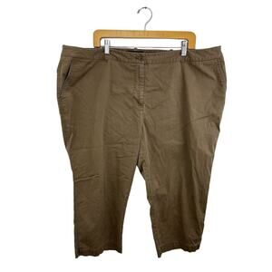 Talbots Pants Women's Brown 22W Signature Pockets Business Capri Casual Plus